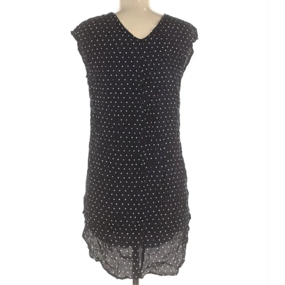Madewell Layout Tunic Polka Dot Dress Navy Blue White Size Medium